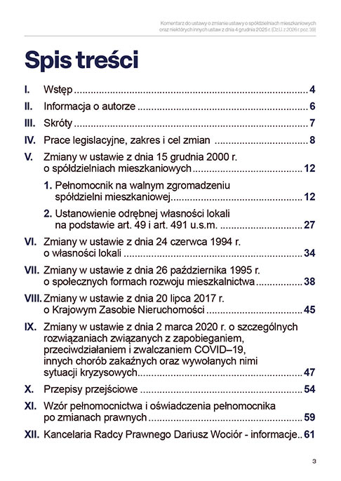 Komentarz do ustawy o zmianie ustawy o spółdzielniach mieszkaniowych oraz niektórych innych ustaw z dnia 4 grudnia 2025 r. (Dz.U. z 2026 r. poz. 39)